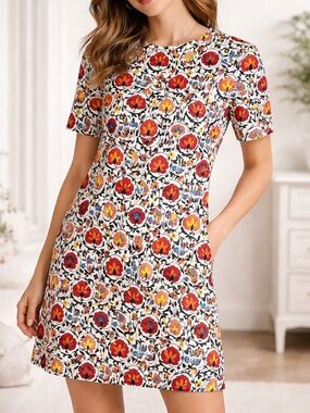 NWT Boden Floral Shift Dress | Retro Mod Print | Short Sleeve | Size US 6P